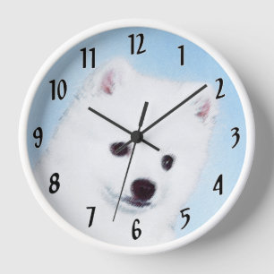 Horloge Peinture de chien esquimau américain - Art origina