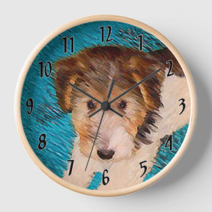 Horloge Peinture de chiot Wire Fox Terrier - Art original 