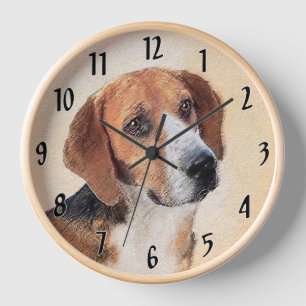 Horloge Peinture de Harrier - Joli Art Original de Chien