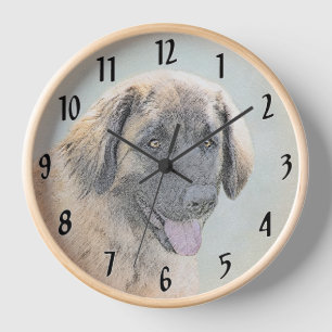 Horloge Peinture de Leonberger - Art Original de Chien Mig