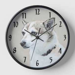 Horloge Peinture de Lundehund norvégien - Art original de 