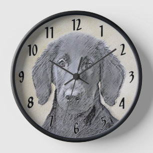 Horloge Peinture de Retriever à Poil Plat - Art Canin Orig