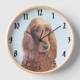 Horloge Peinture de Setter Irlandais - Art Original de Chi
