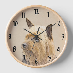 Horloge Peinture de Terrier Silky - Art de Chien Original