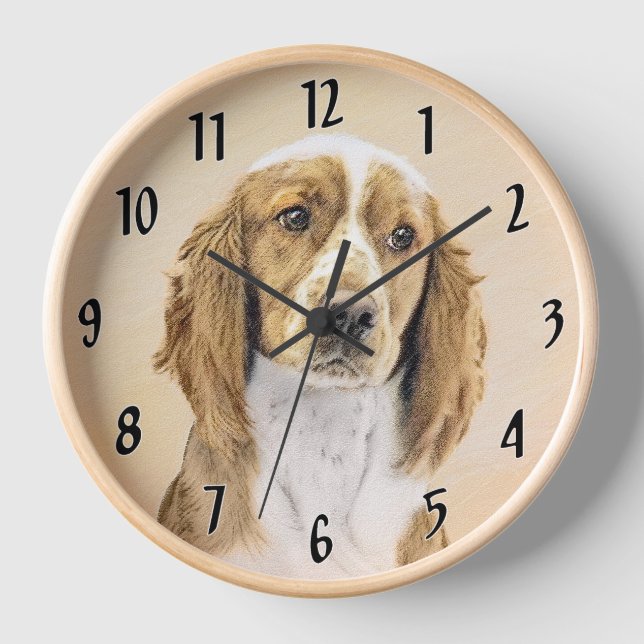 Horloge Peinture de Welsh Springer Spaniel - Art original  (Recto)