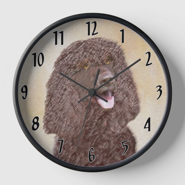 Horloge Peinture d'Épagneul Irlandais - Art Canin Original (Recto)