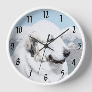 Horloge Peinture des Grandes Pyrénées - Art original de ch