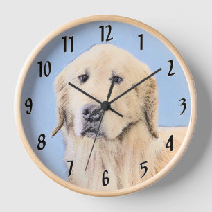 Horloge Peinture Golden Retriever - Joli art original chie