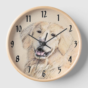 Horloge Peinture Golden Retriever - Joli art original chie