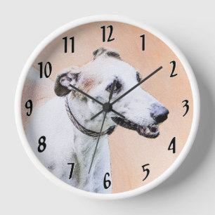Horloge Peinture Greyhound - Cute Original Chien Art