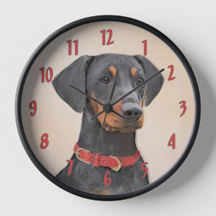 Horloge Peinture Pinscher Allemand Art Animal Original