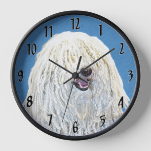 Horloge Peinture Puli - Art Original de Chien Mignon