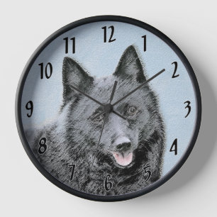 Horloge Peinture Schipperke - Art Original Mignon de Chien