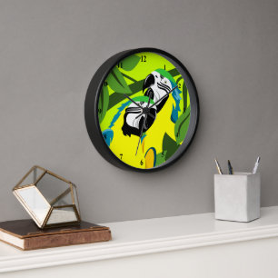 Horloge Perroquets macaw bleu et or