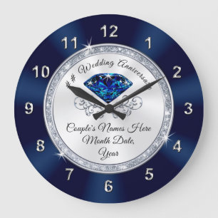 Horloge Personnalisée Anniversaire Bleu Marine, Ar