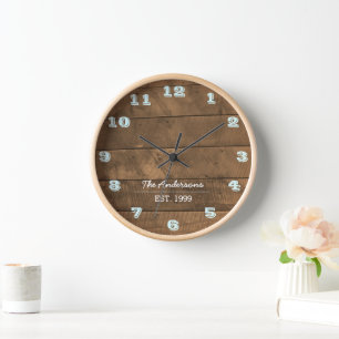 Horloge personnalisée Barnwood Aqua