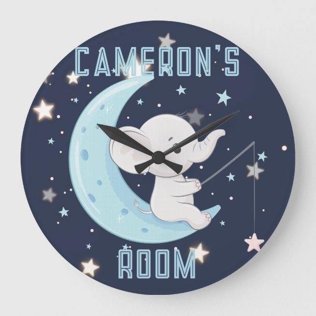 Horloge personnalisée Bébé Éléphant Pêche 4 Étoile (Recto)