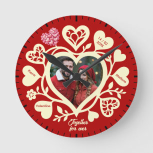 Horloge personnalisée en forme de cœur avec photo 