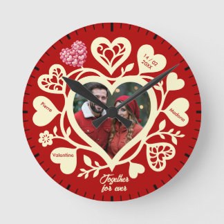 Horloge personnalisée en forme de cœur avec photo 