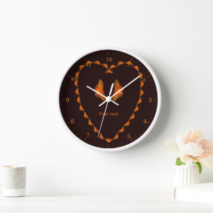 Horloge Personnaliser les papillons amour en forme de coeu