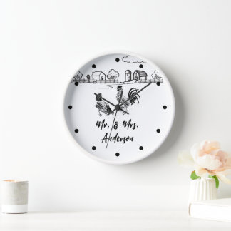 Horloge Personnalité de M. et Mme Chickens Rooster Hen Far