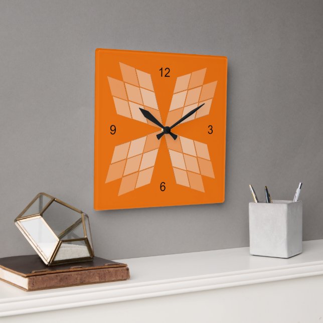 Horloge - Pétales de diamant sur Orange (Bureau)