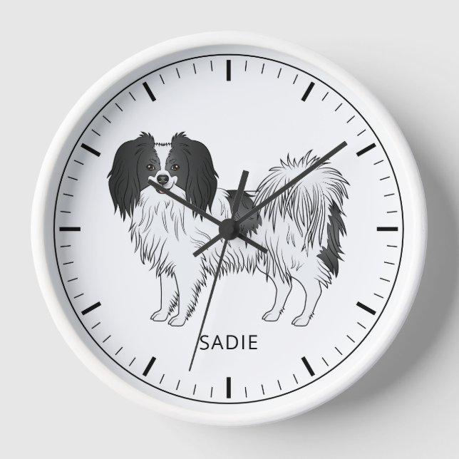 Horloge Phalène Noir Et Blanc Avec Nom Personnalisé (Recto)