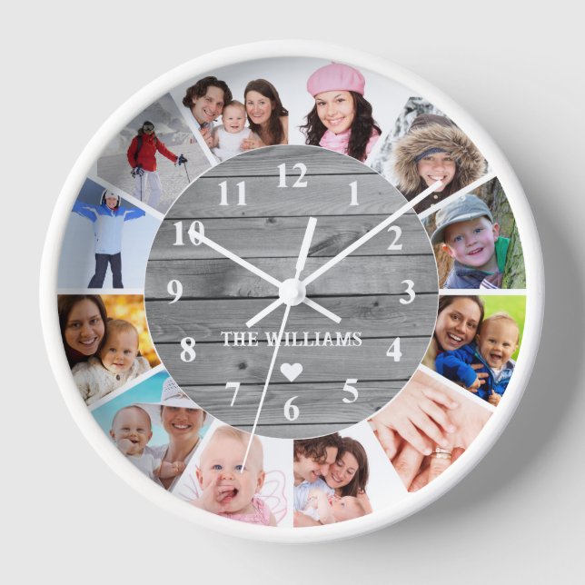 Horloge photo de famille personnalisée Customisée (Recto)