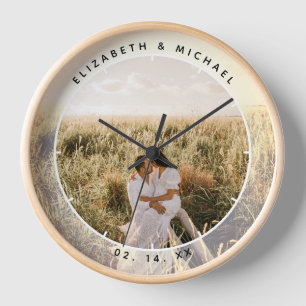 Horloge Photo de mariage chic moderne pour couple