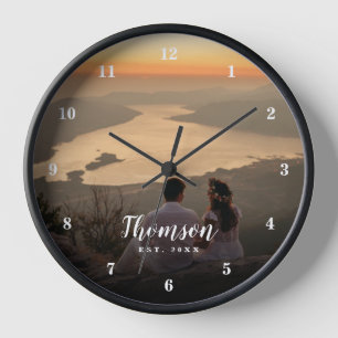 Horloge Photo de mariage personnalisée Monogrammé