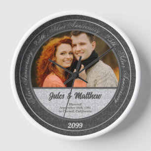 Horloge Photo et nom de 25e anniversaire de mariage
