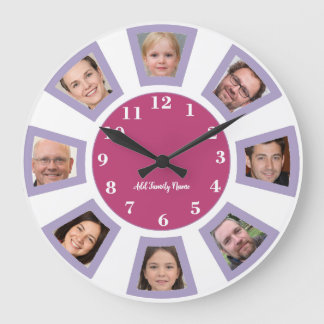 Horloge photo familiale personnalisée