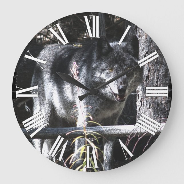 Horloge photo Gray Wolf & Forest (Recto)