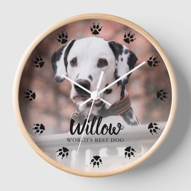Horloge Photo personnalisée des Empreintes de pattes de ch (Recto)