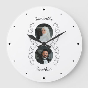 Horloge photo personnalisée en couple de mariage a