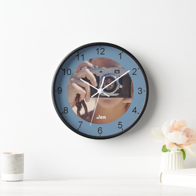 Horloge Photographe bleu sur mesure (Maison)