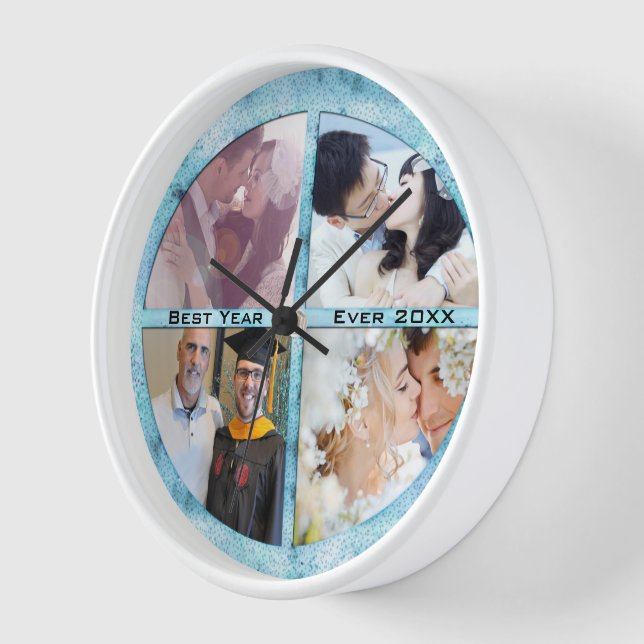 Horloge Photos de couple familial personnalisées Meilleure (Angle)