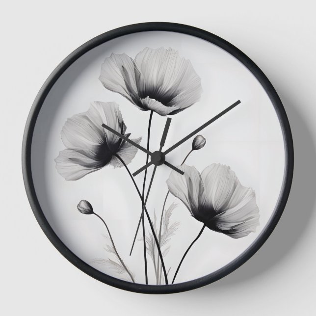 Horloge Photos Neutres Blancs Brillants Florals Par Ava (Recto)