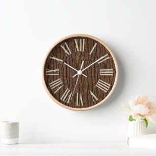Horloge Pièce de Faux rustique de l'écorce d'arbre à grain