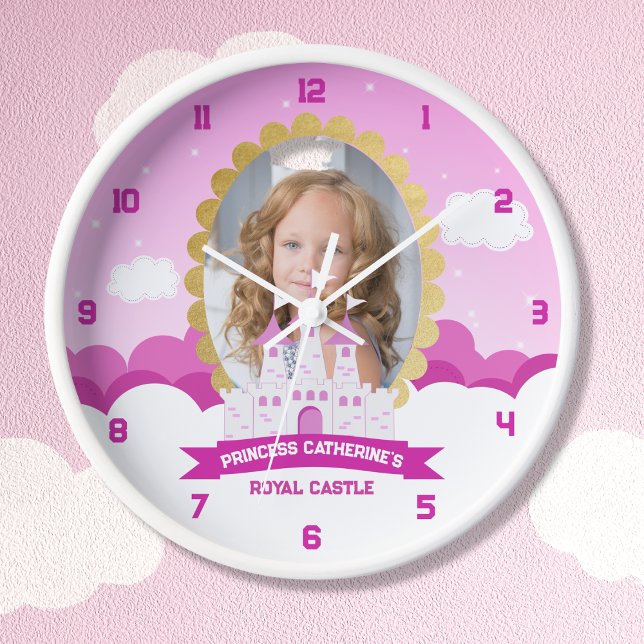 Horloge Pink Royal Princess Castle Girl Anniversaire (Créateur téléchargé)