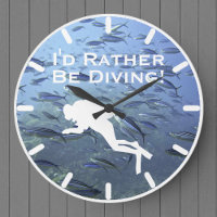 Horloge Plongeur Scuba "Je Préférerais Plonger"
