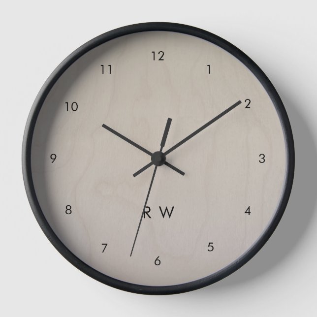 Horloge Plywood bouleau | Grain de bois clair moderne (Recto)