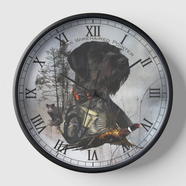 Horloge Pointeur À poils durs allemand (Recto)