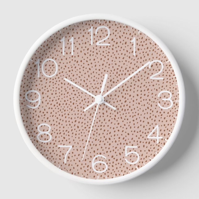 Horloge Points Brown en terre cuite beige et boho (Recto)
