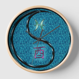 Horloge Poissons & Coq d'eau
