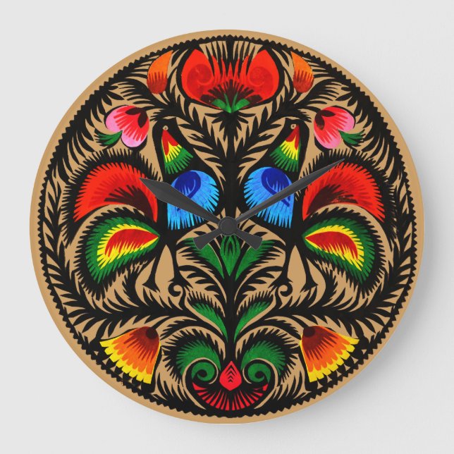 Horloge Pologne de Wycinanki/multicolore (Recto)