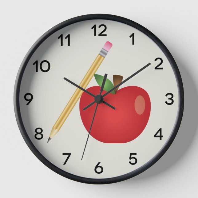 Horloge Pomme Carton Rouge Et Crayon Jaune (Recto)