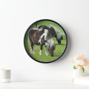 Horloge Poneys de peinture Shetland pur-sang