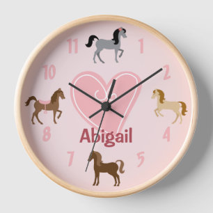 Horloge Ponts et Cheval de Coeur Rose personnalisés