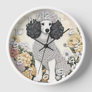 Horloge Poodle en Fleurs Whimsical